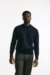 Maglia girocollo in cotone blu uomo Hosio - 1