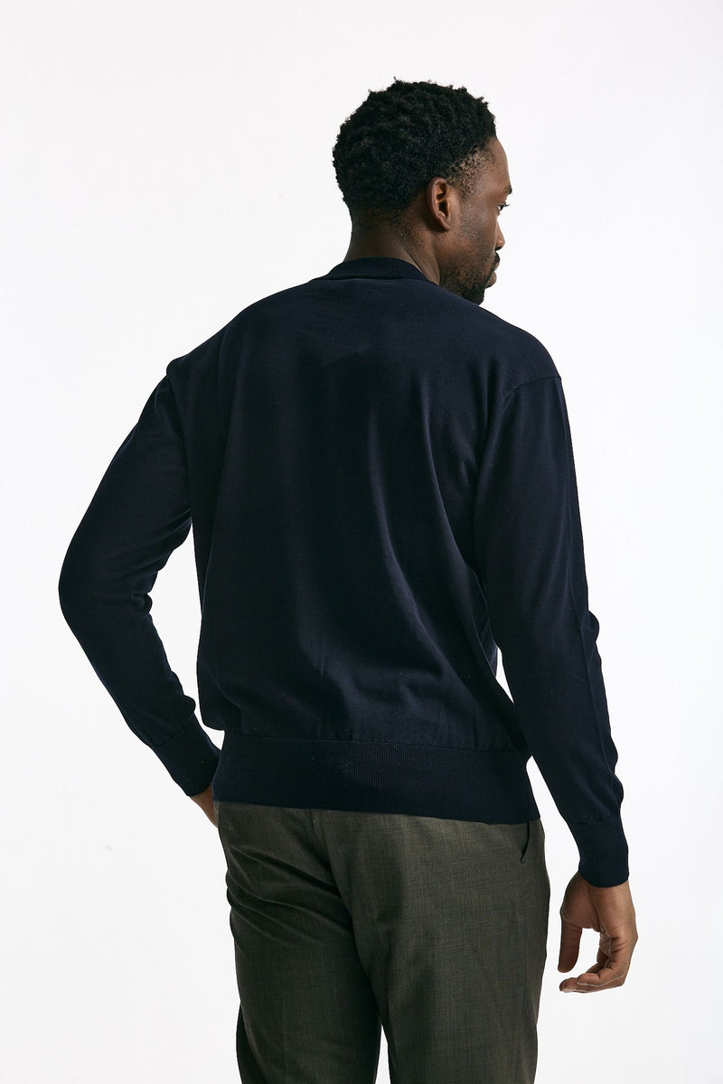Maglia girocollo in cotone blu uomo Hosio - 3