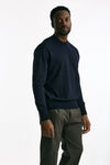 Maglia girocollo in cotone blu uomo Hosio - 4