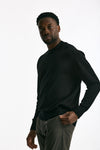 Maglia girocollo in cotone nero uomo Hosio - 2