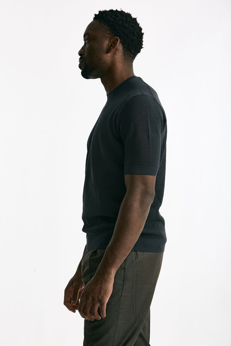 T-shirt micro operata in cotone antracite uomo Hosio - 3