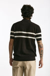 Polo rigata in cotone marrone uomo Hosio - 3