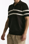 Polo rigata in cotone marrone uomo Hosio - 4