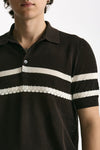 Polo rigata in cotone marrone uomo Hosio - 5