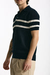 Polo rigata in cotone blu uomo Hosio - 1