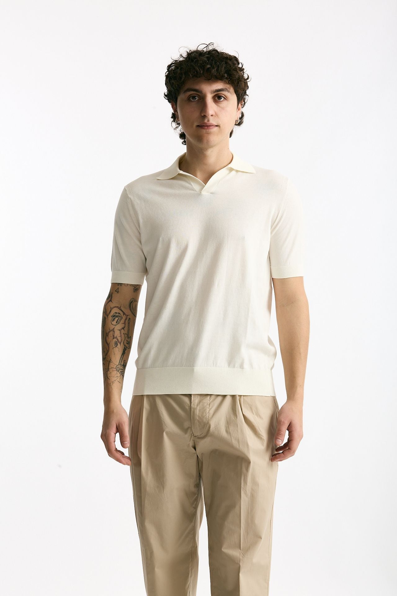 Polo maglia in cotone bianco uomo Hosio - 1