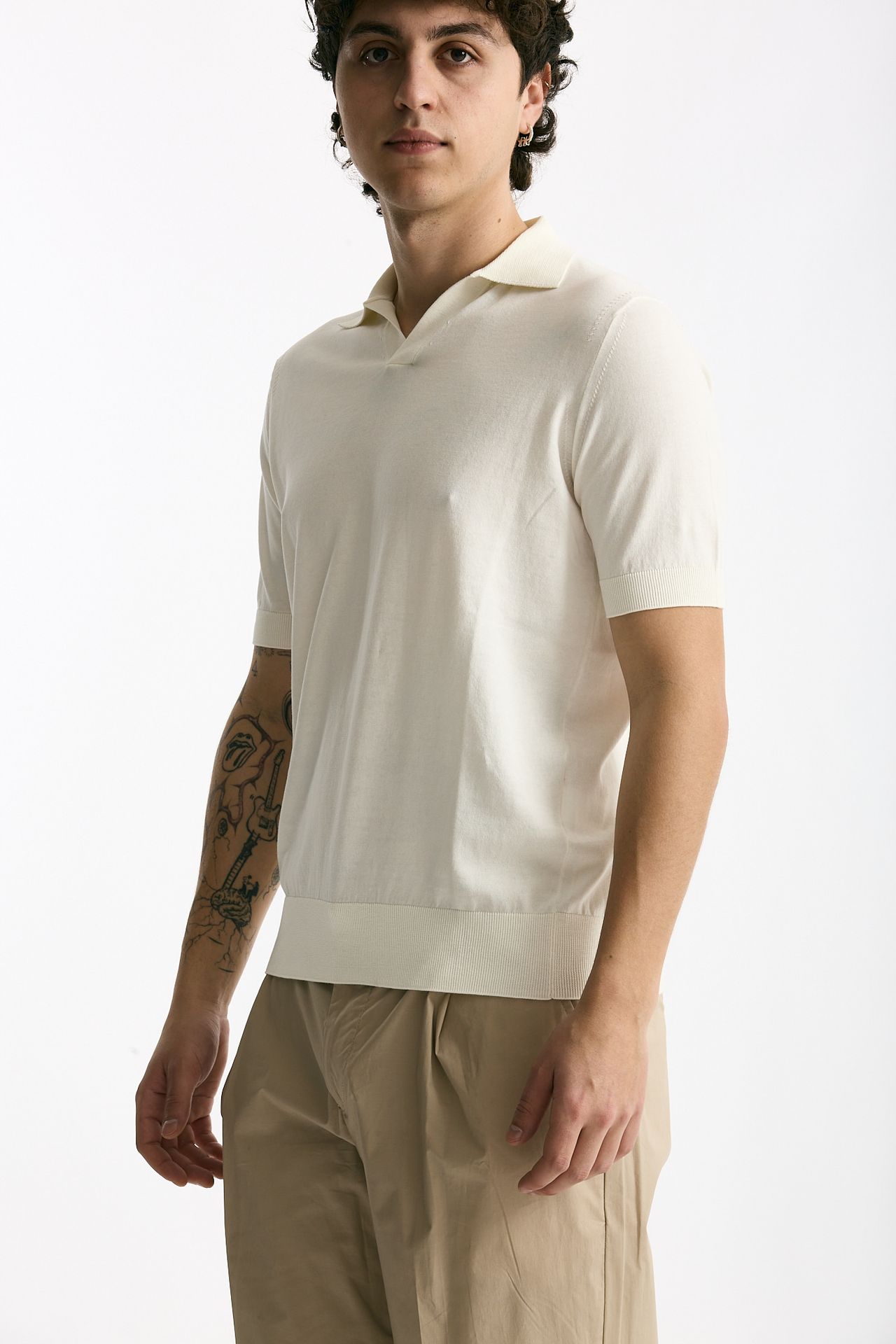 Polo maglia in cotone bianco uomo Hosio - 4