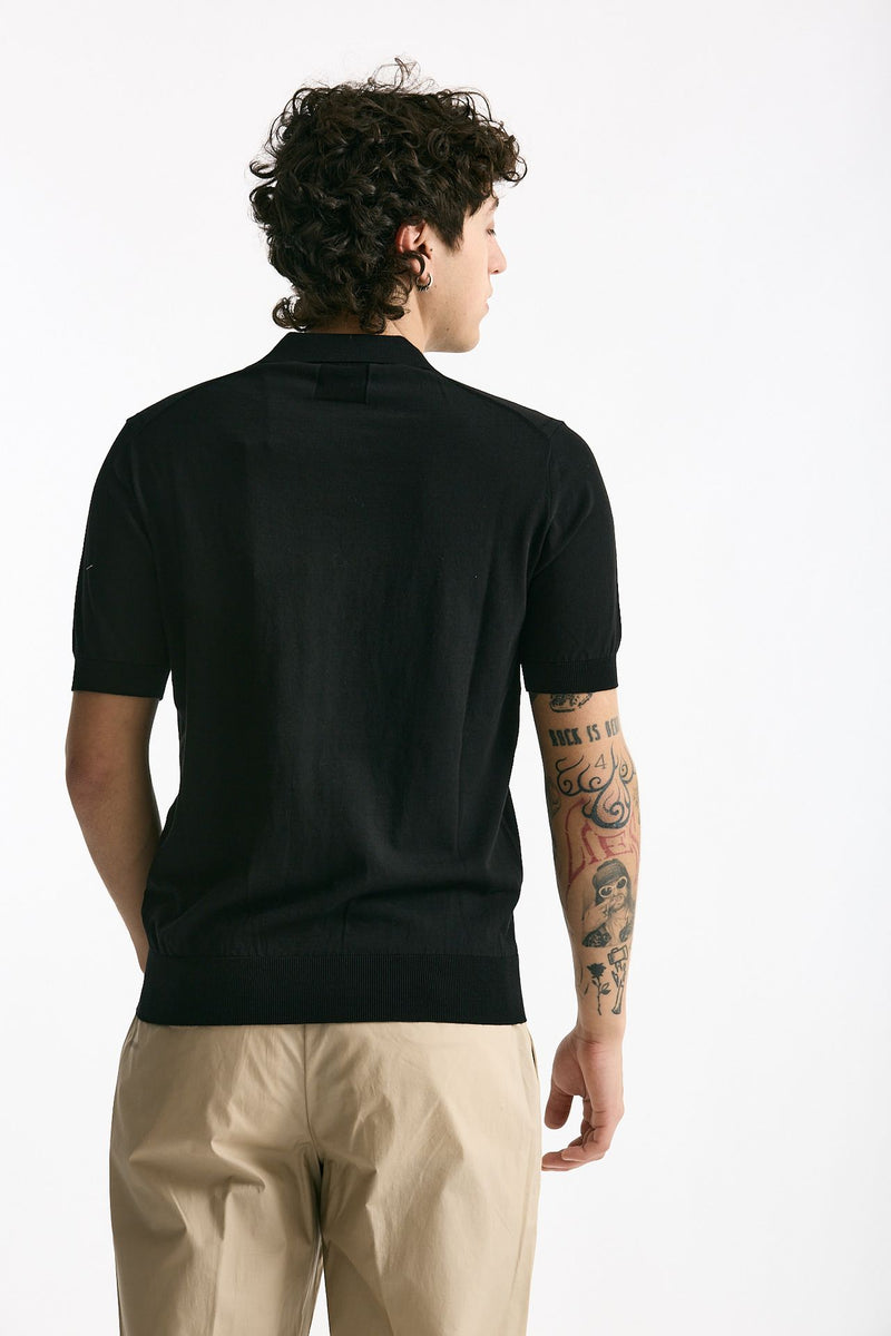Polo maglia in cotone nero uomo Hosio - 4
