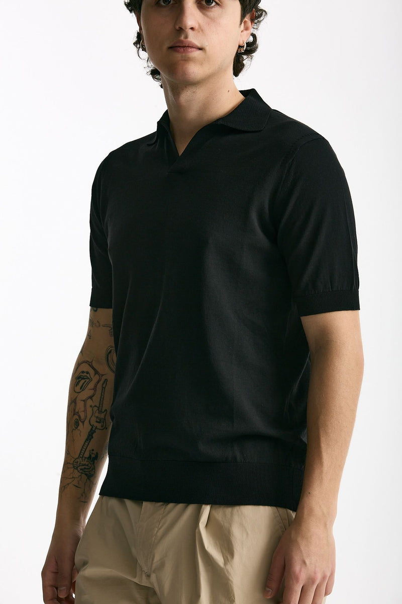 Polo maglia in cotone nero uomo Hosio - 1