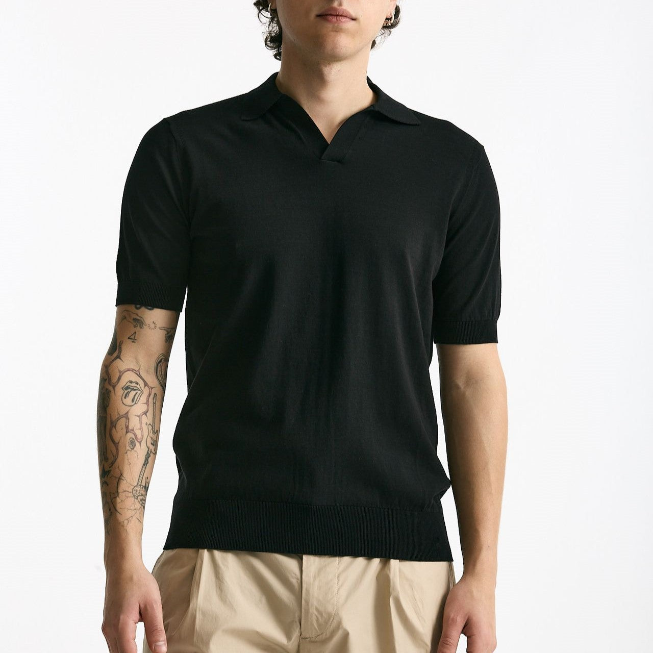 Polo maglia in cotone nero uomo Hosio - 6