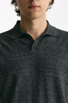 Polo maglia in cotone grigio melange uomo Hosio - 5