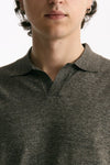 Polo maglia in cotone marrone melange uomo Hosio - 5