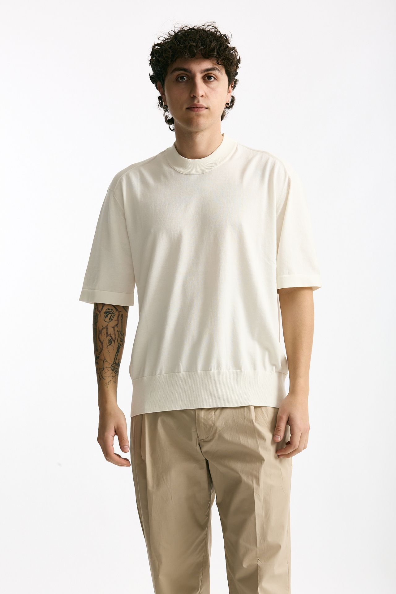 T shirt girocollo in cotone bianco uomo Hosio - 1