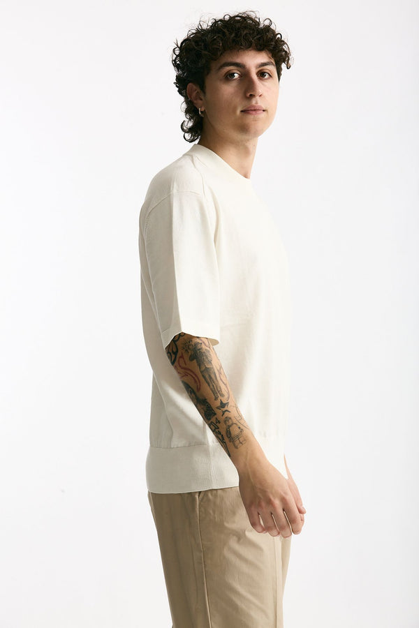 T shirt girocollo in cotone bianco uomo Hosio