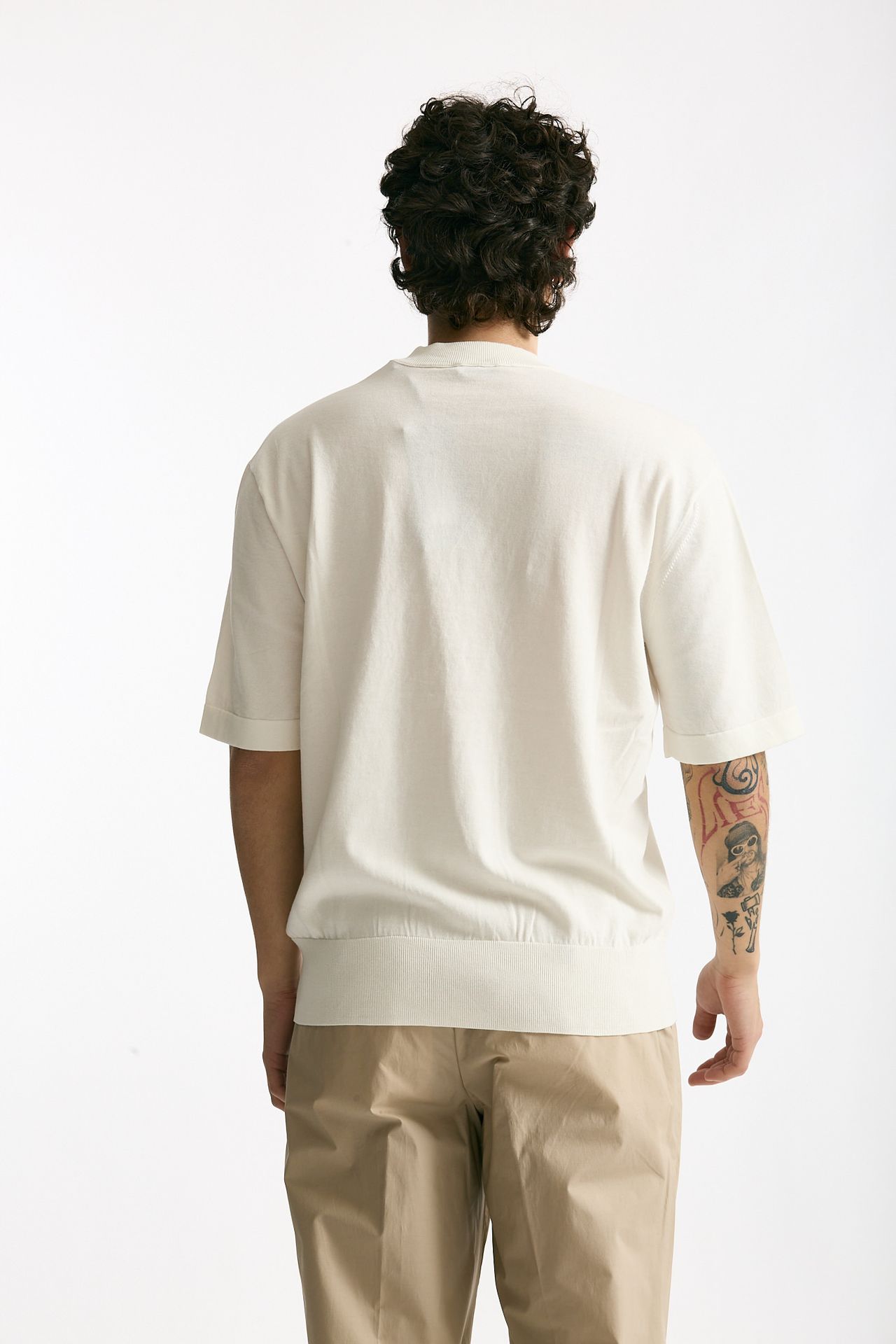 T shirt girocollo in cotone bianco uomo Hosio - 3
