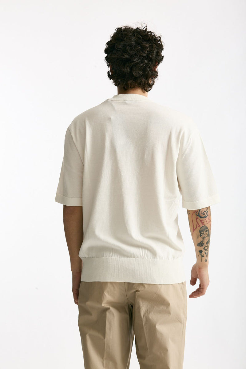 T shirt girocollo in cotone bianco uomo Hosio - 3