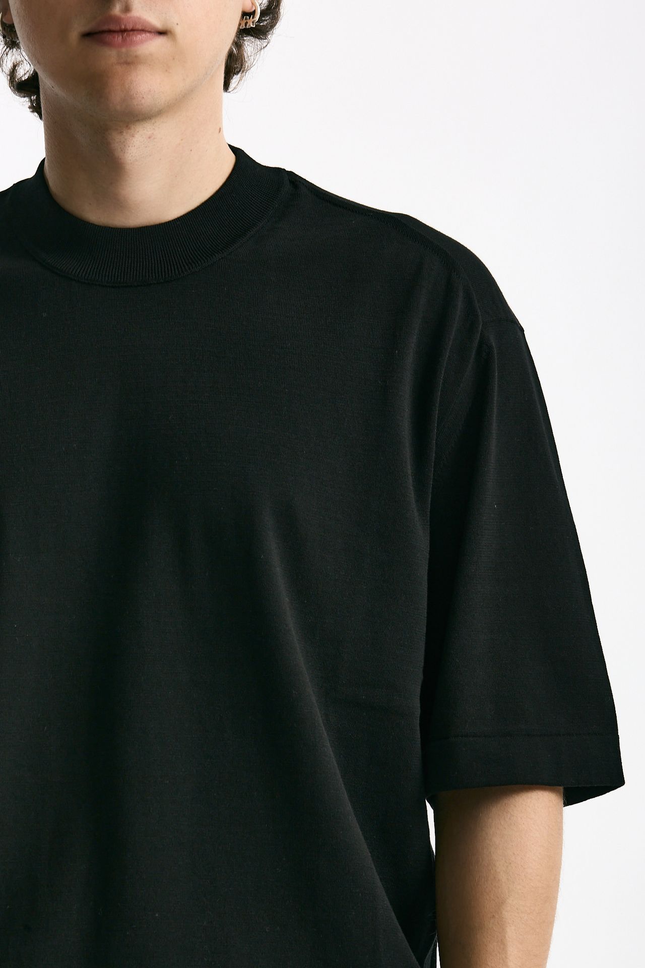 T shirt girocollo in cotone nero uomo Hosio - 5