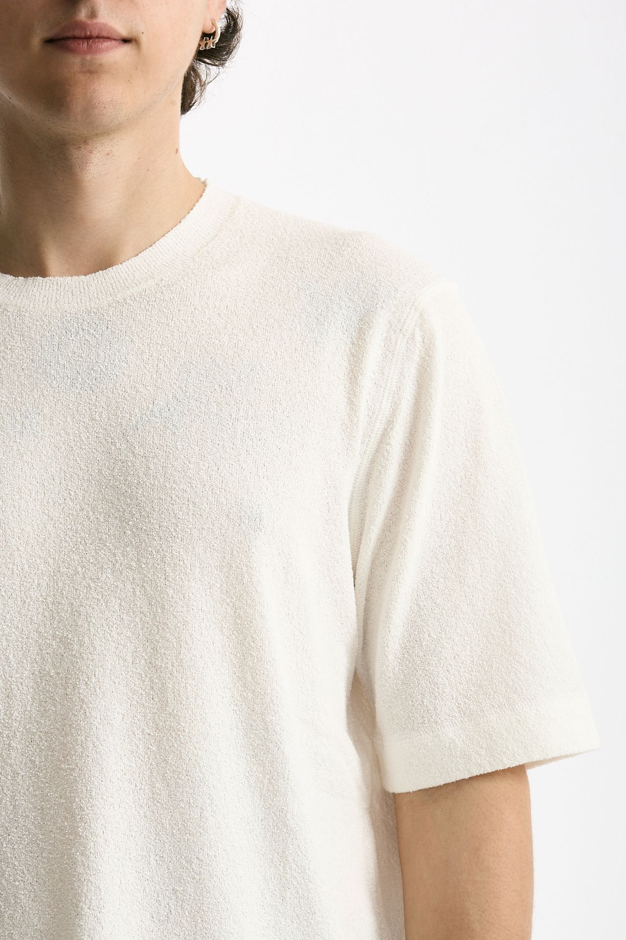 T-shirt in cotone e nylon bianco uomo Hosio - 5