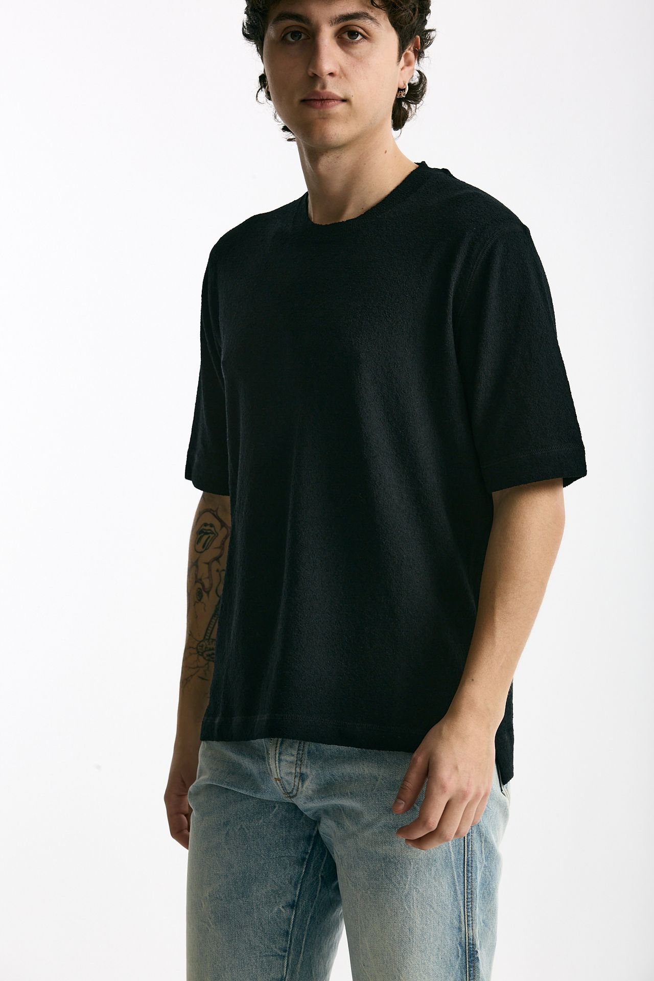 T-shirt in cotone e nylon nero uomo Hosio - 4