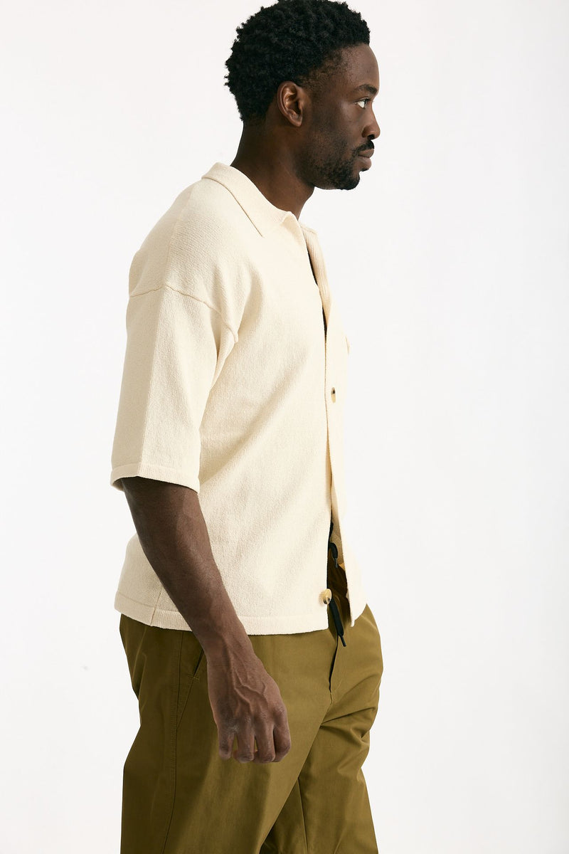 Polo camicia in cotone e nylon stretch panna uomo Hosio - 2