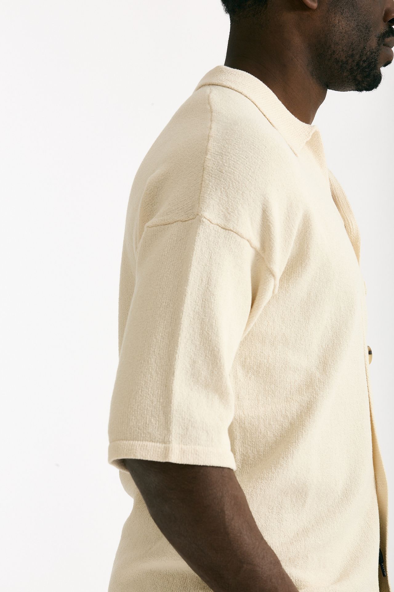 Polo camicia in cotone e nylon stretch panna uomo Hosio - 8