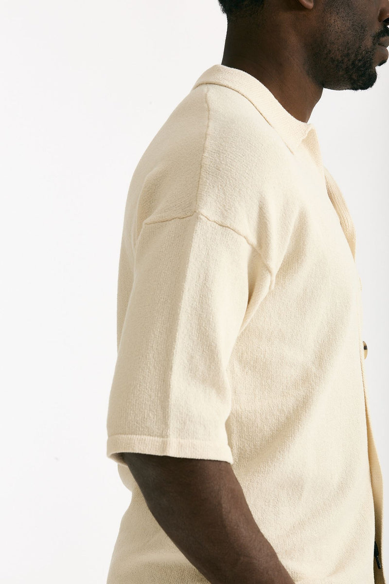 Polo camicia in cotone e nylon stretch panna uomo Hosio - 8