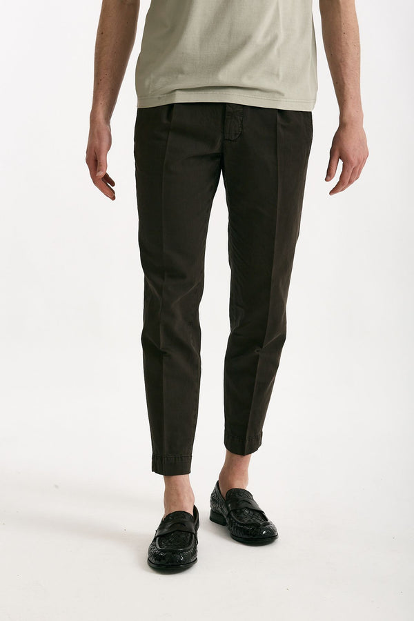Pantalone cotone e lino marrone uomo Incotex