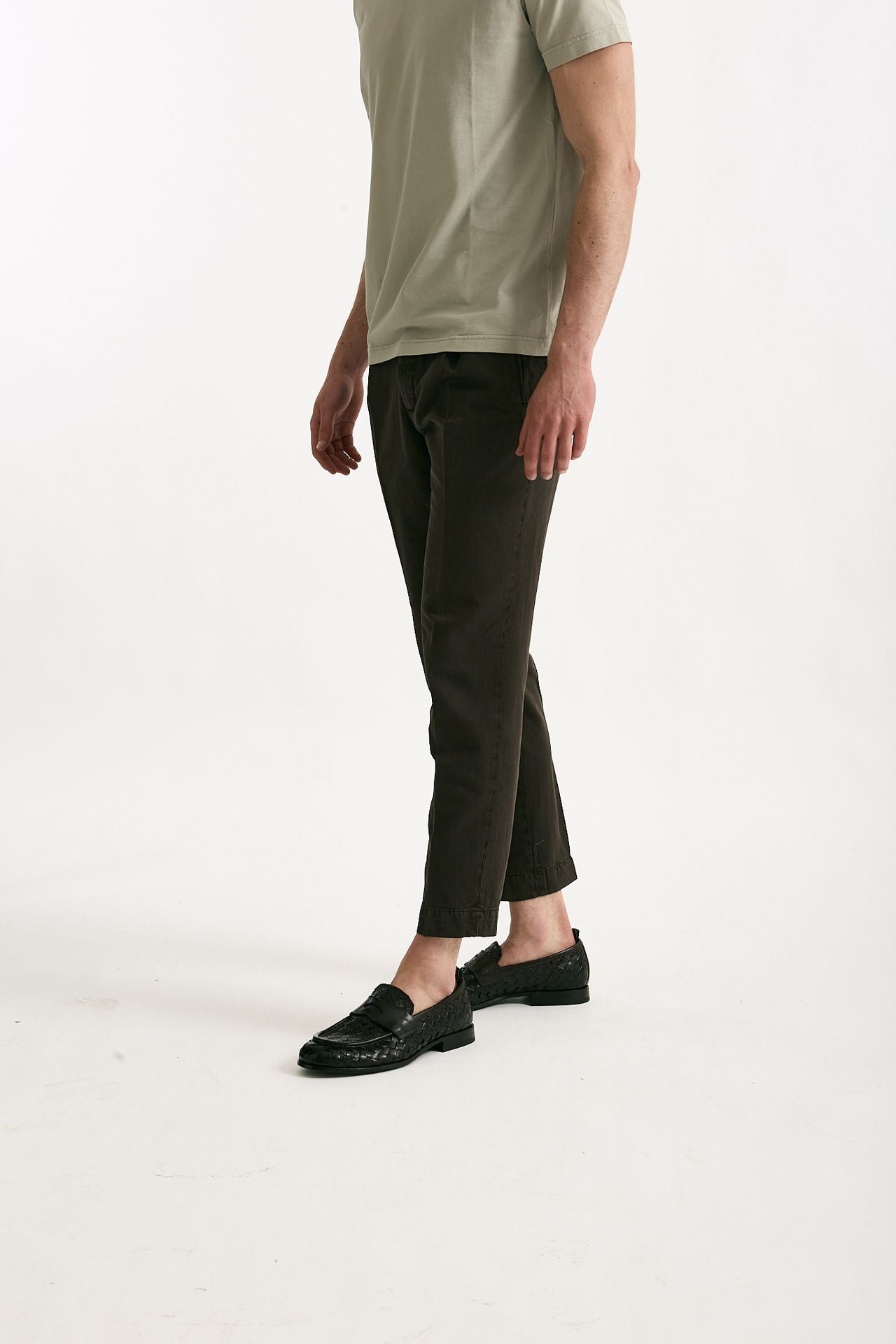 Pantalone cotone e lino marrone uomo Incotex - 4
