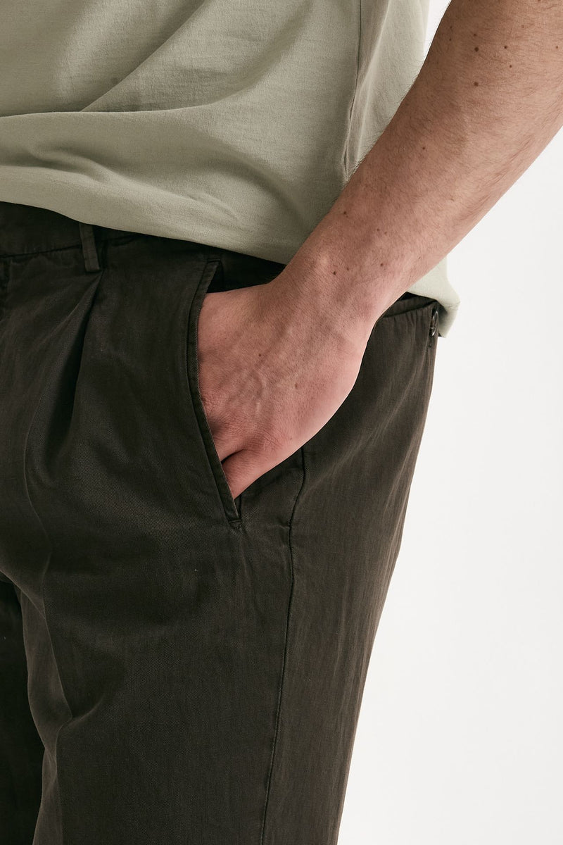 Pantalone cotone e lino marrone uomo Incotex - 6