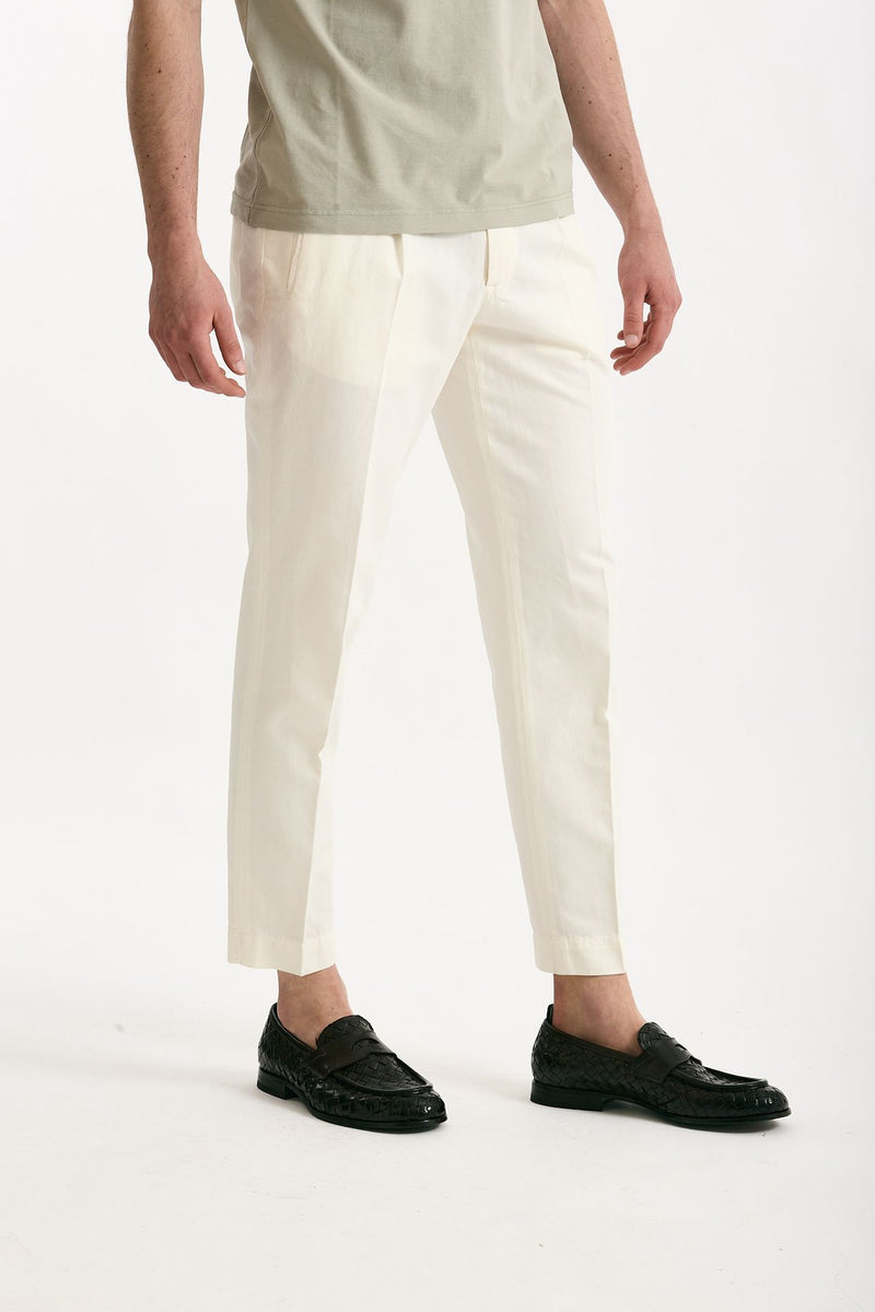 Pantalone cotone e lino bianco uomo Incotex - 3