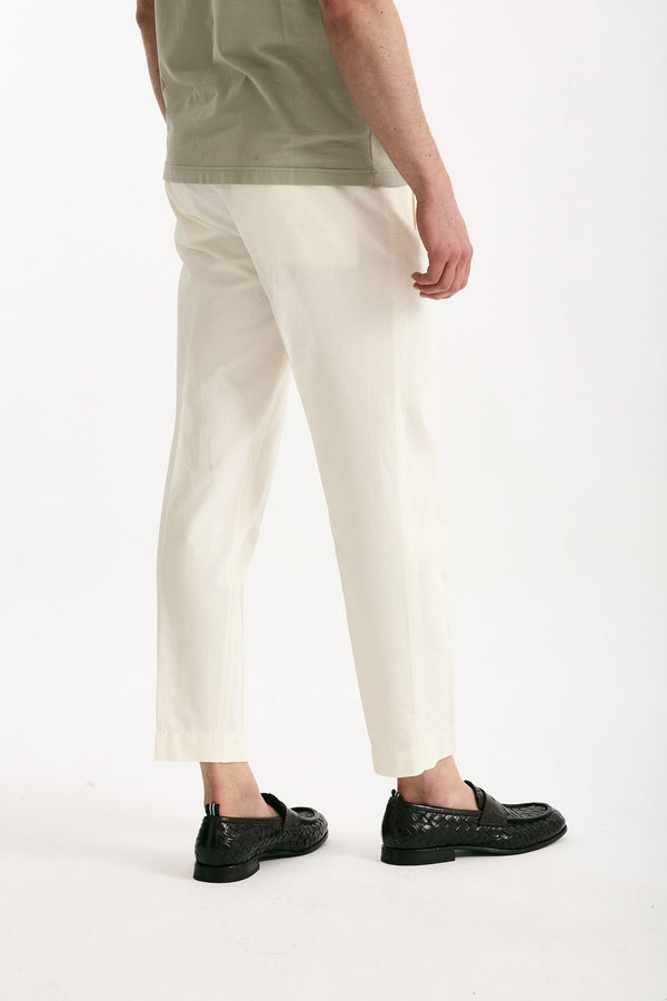 Pantalone cotone e lino bianco uomo Incotex