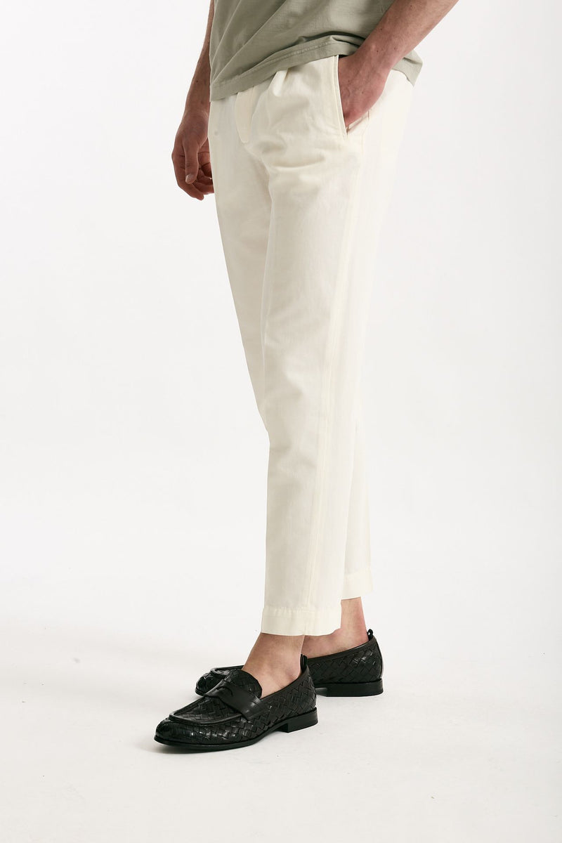 Pantalone cotone e lino bianco uomo Incotex - 4