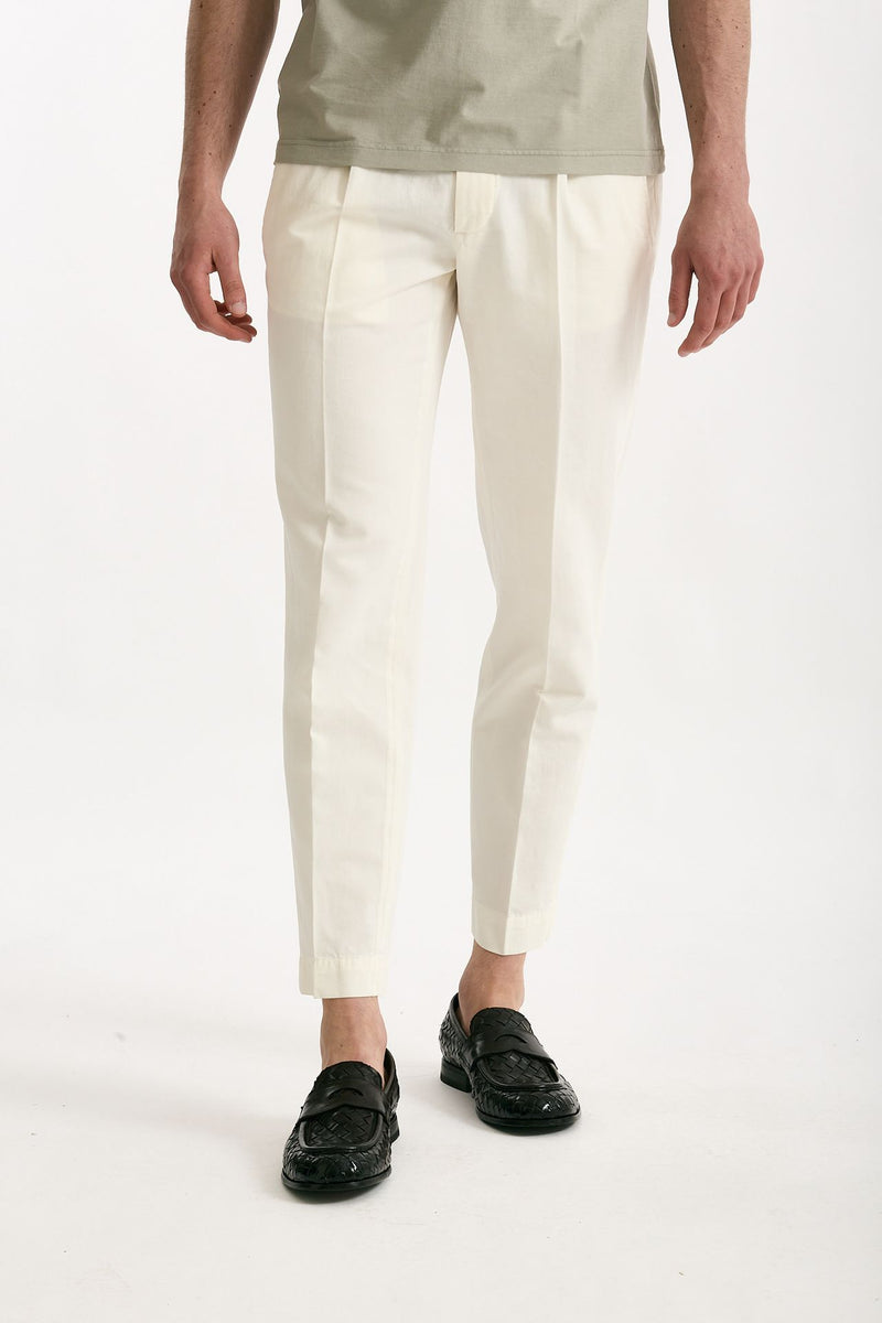 Pantalone cotone e lino bianco uomo Incotex - 1