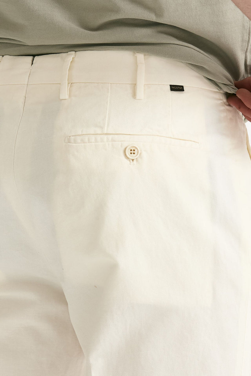 Pantalone cotone e lino bianco uomo Incotex - 7