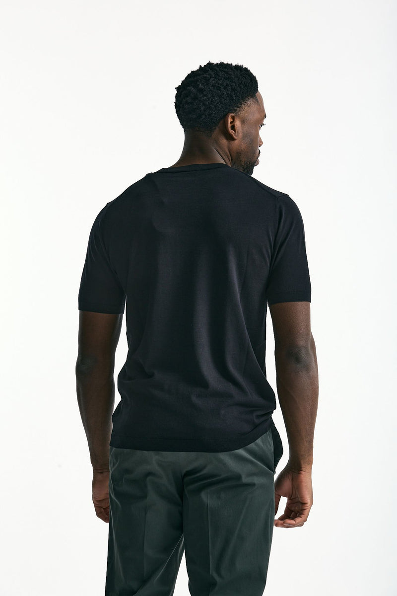 T-shirt in seta e cotone nero uomo Kangra - 3