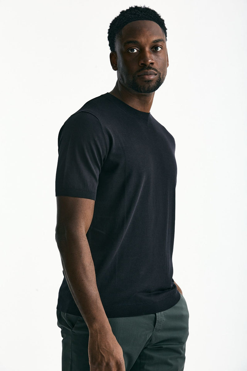 T-shirt in seta e cotone nero uomo Kangra - 4
