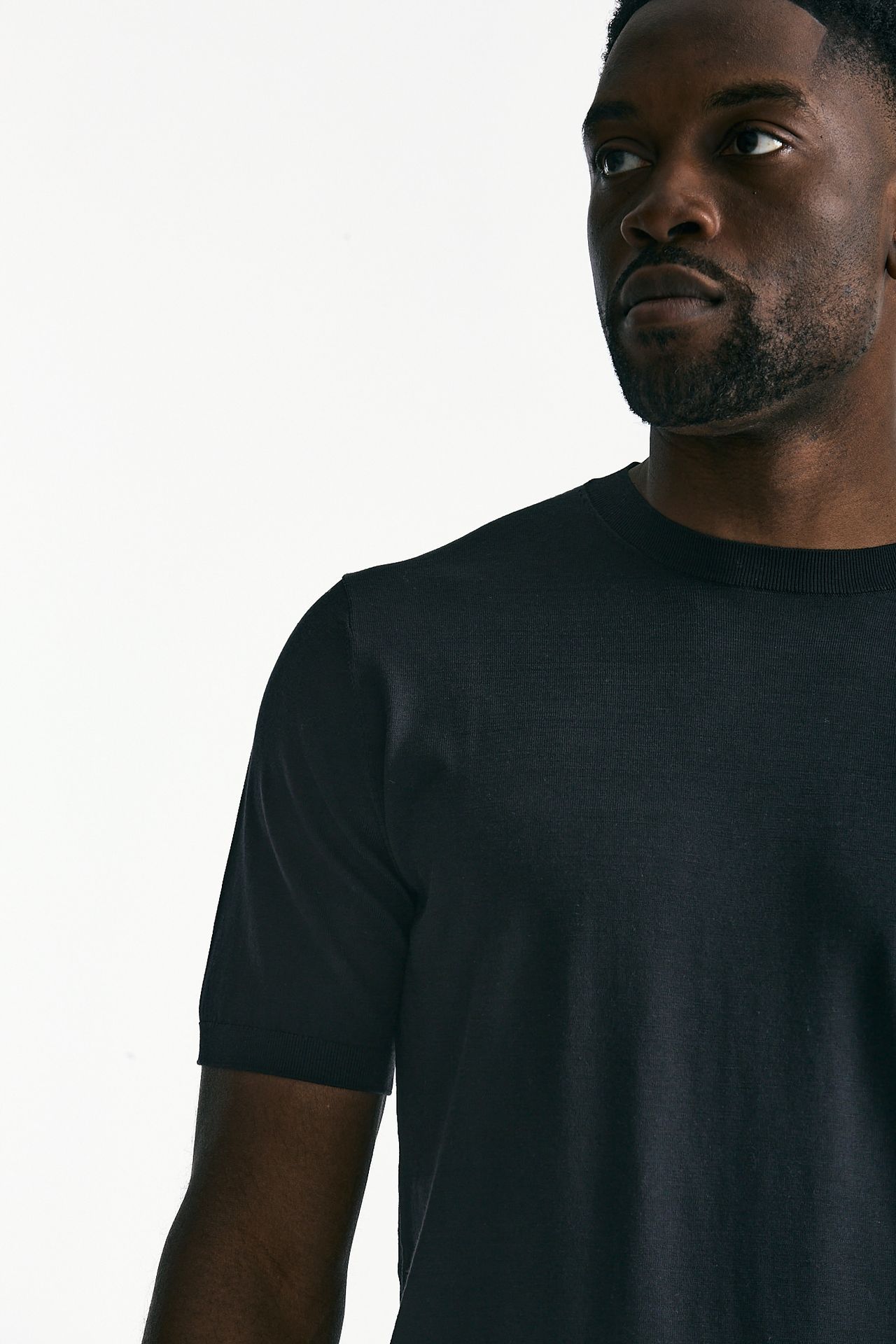 T-shirt in seta e cotone nero uomo Kangra - 5