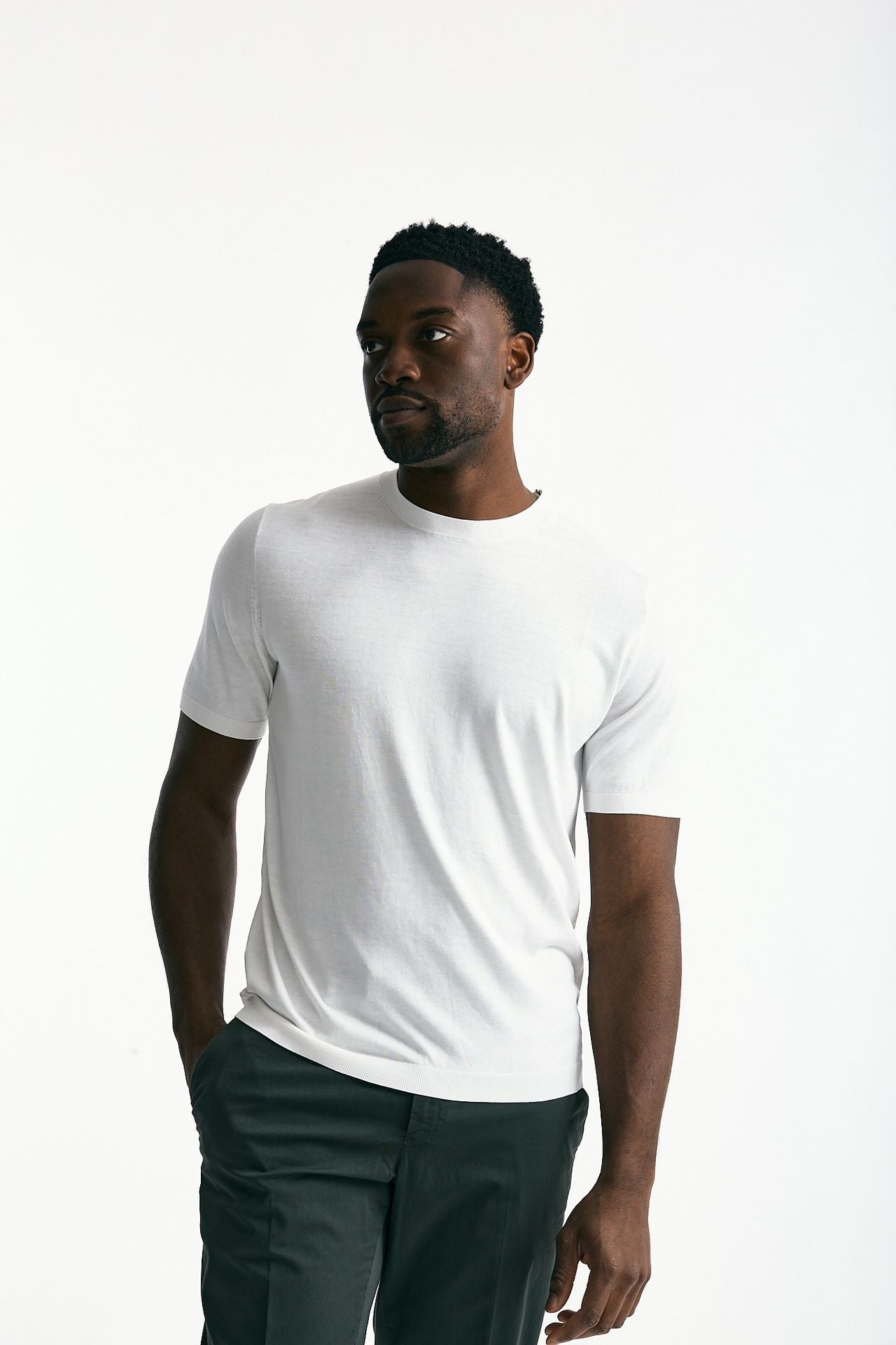 T-shirt in seta e cotone bianco uomo Kangra - 1