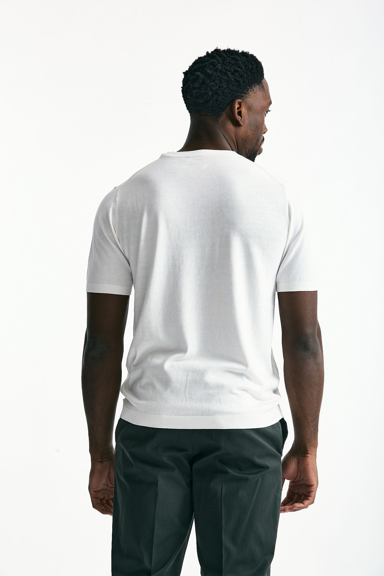 T-shirt in seta e cotone bianco uomo Kangra - 3