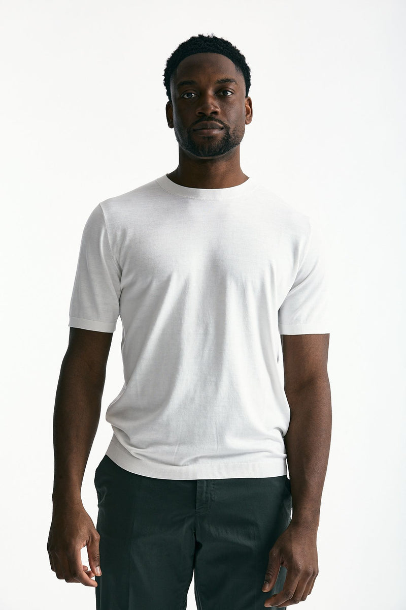 T-shirt in seta e cotone bianco uomo Kangra - 4