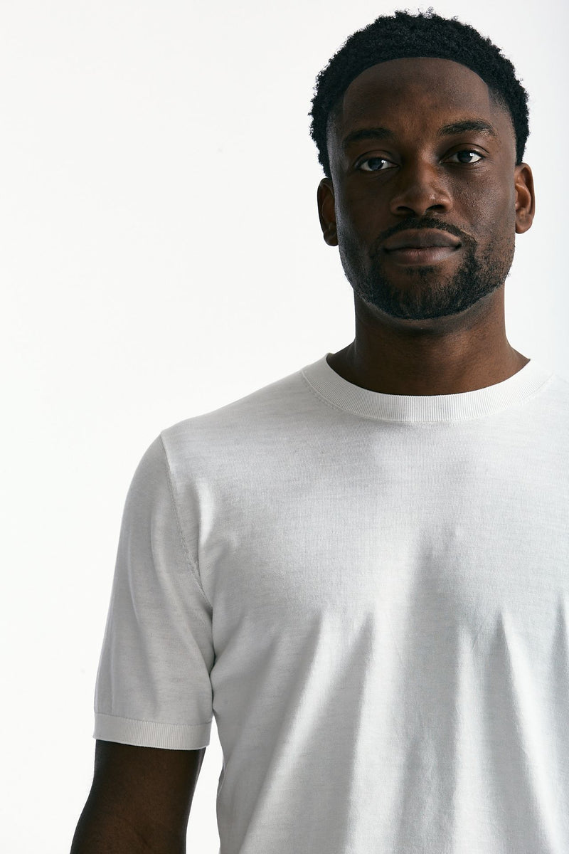 T-shirt in seta e cotone bianco uomo Kangra - 5