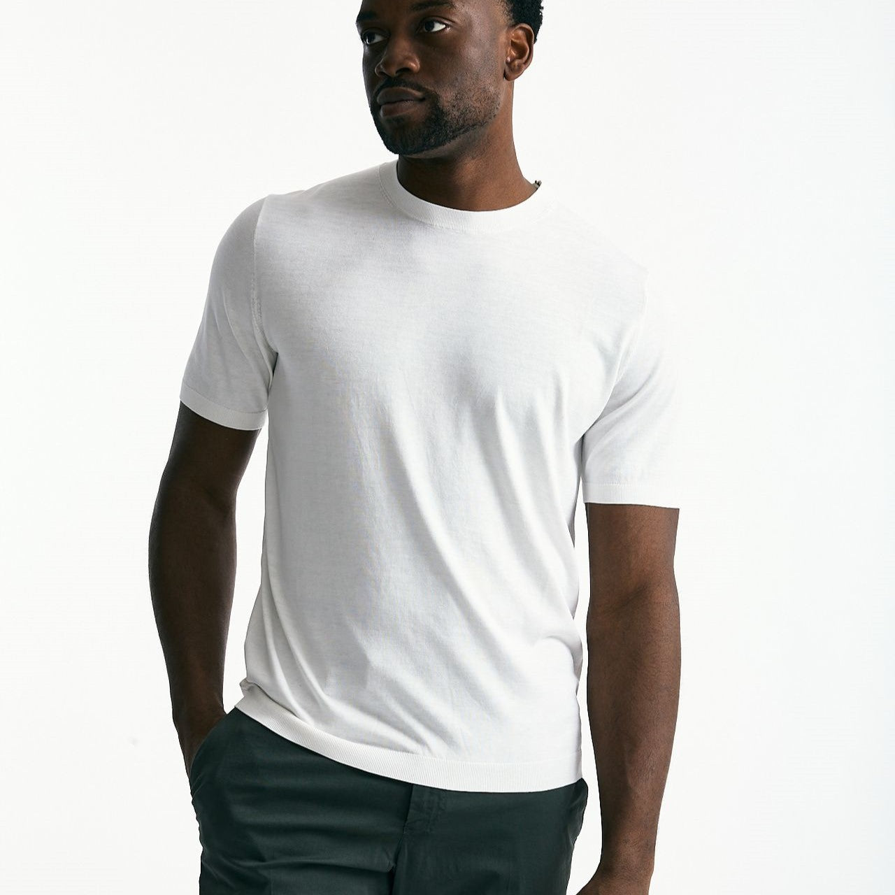 T-shirt in seta e cotone bianco uomo Kangra - 6