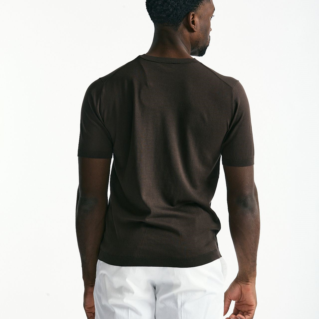 T-shirt in seta e cotone marrone uomo Kangra - 6