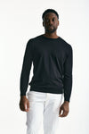Maglia in cotone e seta nero uomo Kangra - 1