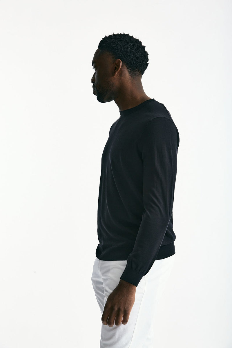 Maglia in cotone e seta nero uomo Kangra - 2