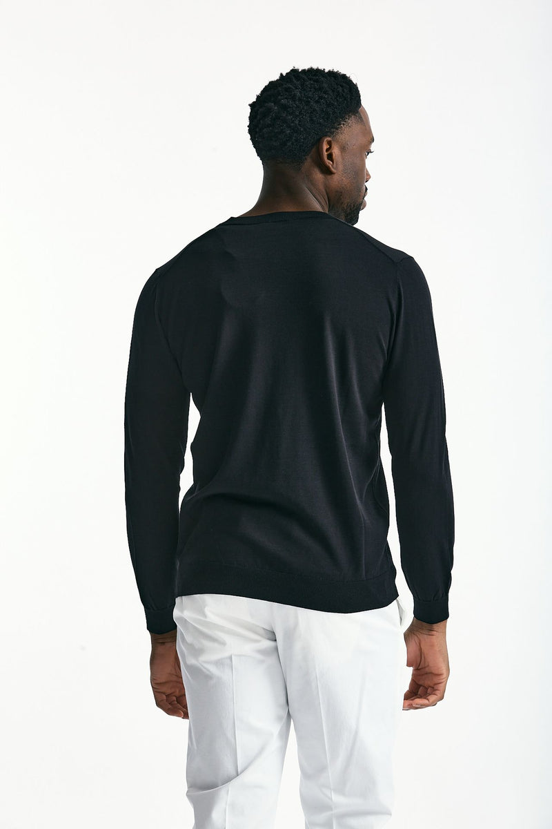 Maglia in cotone e seta nero uomo Kangra - 3
