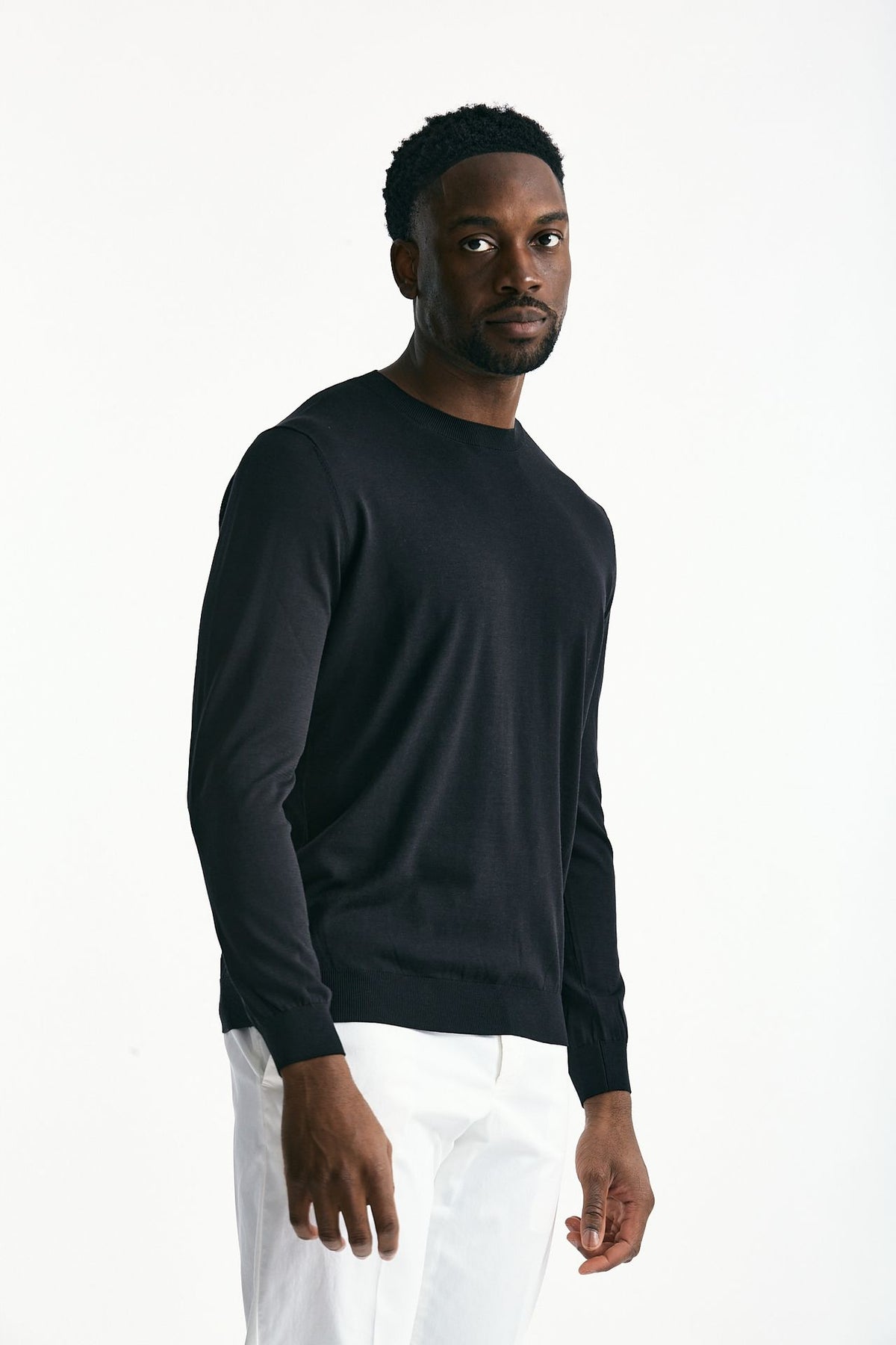 Maglia in cotone e seta nero uomo Kangra - 4