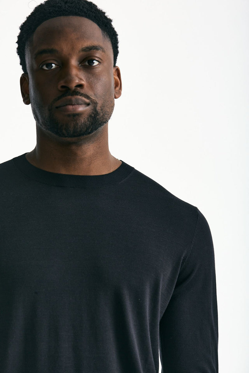Maglia in cotone e seta nero uomo Kangra - 5
