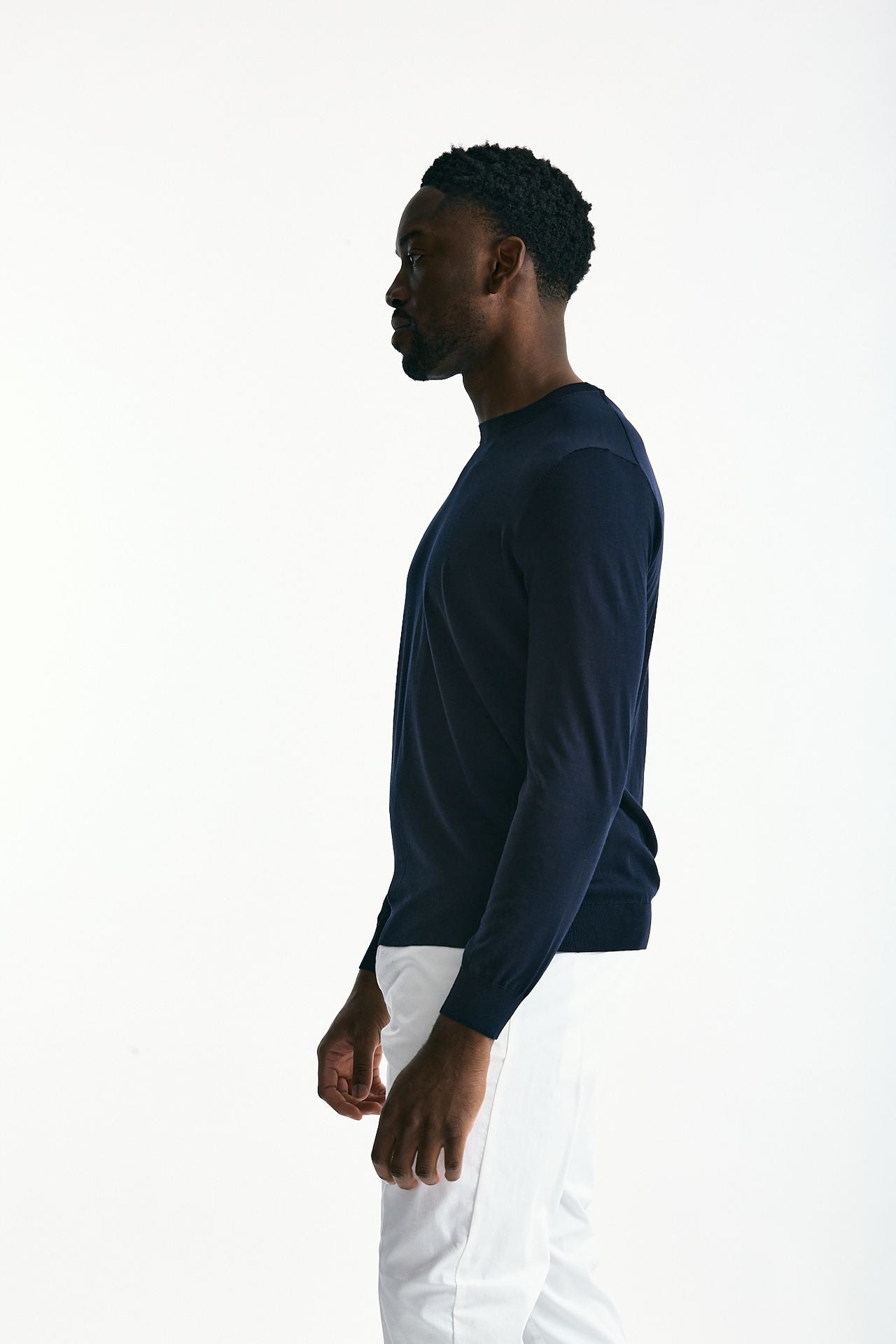 Maglia in cotone e seta blu uomo Kangra - 1