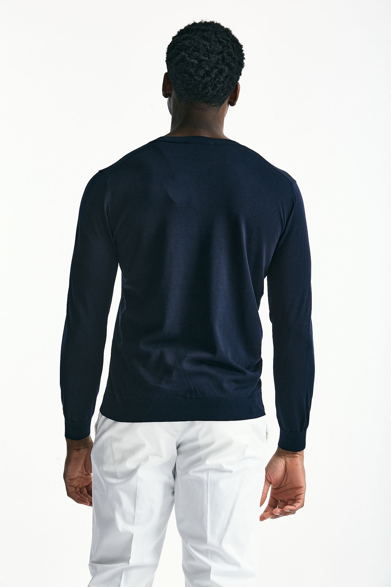 Maglia in cotone e seta blu uomo Kangra - 3